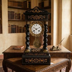 Orologio a Pendolo Impero in Legno Intarsiato - Epoca '800