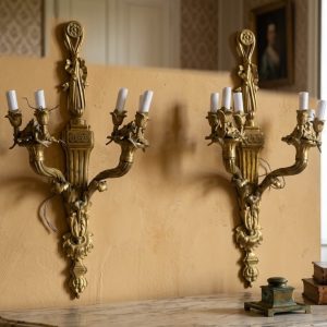 Coppia di applique in bronzo dorato fine 1800
