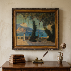 Dipinto Olio Nobildonna fine '800/primo '900 con Cornice