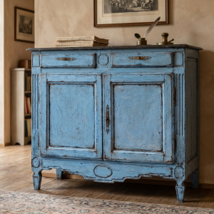 Credenza Luigi XVI fine '700 Laccata Azzurro Polvere