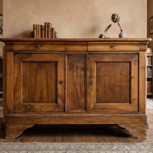 Credenza Carlo X '800 in Noce Massello a 2 Ante e 2 Cassetti