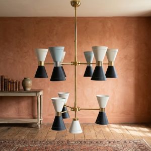 Lampadario a 19 Luci in Ottone - Epoca Anni '50