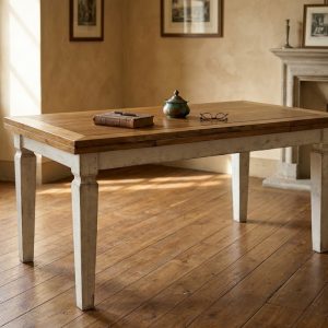 Tavolo Rettangolare Allungabile Anni '50 in Olmo Laccato Bianco