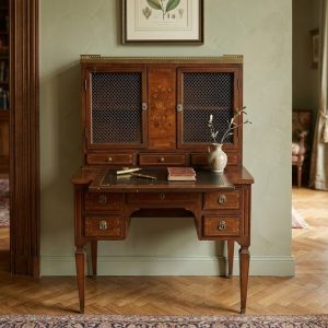 Scrittoio Luigi XVI con alzata - Epoca II metà 1800, Intarsio e Bronzi
