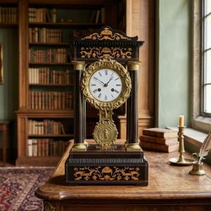 Orologio a Pendolo Impero in Legno Intarsiato - Epoca '800