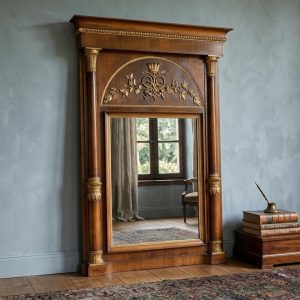 Caminiera Impero Genovese in Noce - Epoca primo '800 con Fregi Dorati