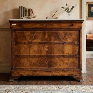 Cassettone Carlo X in Noce con Intarsi in Bosso - Epoca 1800