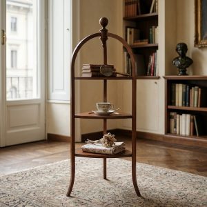Trespolo Portavivande Inglese in Mogano Inserti in Ottone - Epoca '900