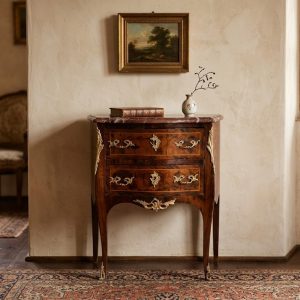 Comodino Luigi XV Palissandro con Piano Marmo Rosso - Epoca fine '800