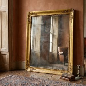 Specchiera Impero - Epoca '800 in Legno Dorato a Foglia