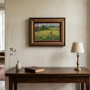 Dipinto ad Olio "Borgo Montano" – Epoca '900 di Giuseppe Gheduzzi