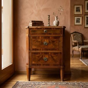 Comodino Luigi XVI - Epoca fine '700 in legno lastronato