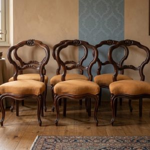 Lotto di 6 Sedie Luigi Filippo - Epoca '800 in Noce