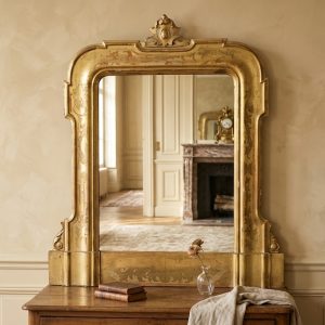 Specchiera Luigi Filippo in Legno e Pastiglia Dorata - Epoca fine '800
