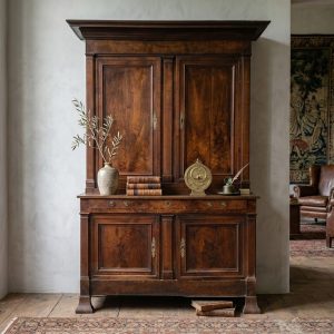Credenza Libreria in Noce e Piuma di Noce - Epoca Primo Impero