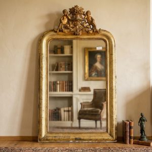 Specchiera Luigi Filippo con Cimasa in legno e Doratura