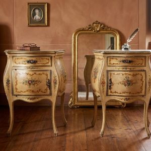Coppia Comodini Veneziani in Legno Laccato e Dipinto - Epoca Fine '800
