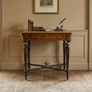 Tavolino Napoleone III con Alette in Bronzo Intarsiato - II metà '800