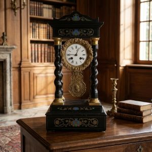 Orologio a Pendolo Impero - Epoca '800 in Legno Intarsiato
