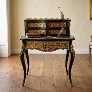 Tavolino/scrittoio Luigi XV intarsiato in legno - Epoca II metà '800