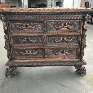Cassettone Genovese - Epoca Primo '600 in Noce con Bambocci