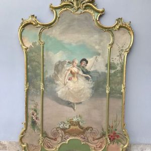 Fondo sala fine '800 - Giovani al ballo con cornice dorata