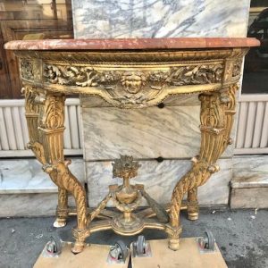 Consolle Luigi XVI Epoca '700 in legno dorato e marmo