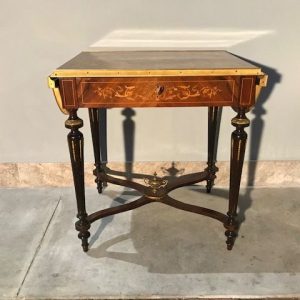 Tavolino Napoleone III con Alette in Bronzo Intarsiato - II metà '800