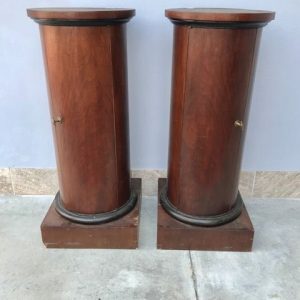 Coppia di Comodini Cilindrici Impero in Mogano - Epoca '800
