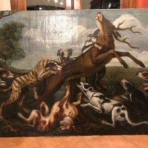 Dipinto Olio su Tela Scena di Caccia Cervo di Paul de Vos - Epoca '600