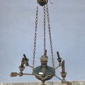 Lampadario Impero in Bronzo Dorato a 6 Luci - Epoca Fine '800
