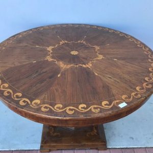 Tavolo rotondo Carlo X in legno intarsiato - Epoca '800
