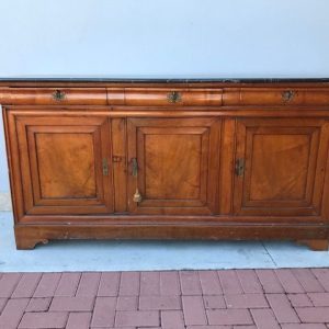 Credenza Carlo X in ciliegio con piano in marmo nero - Epoca '800
