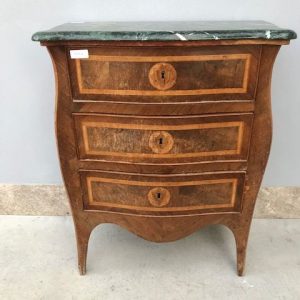 Comodino Luigi XV Napoletano Noce Piano Marmo Verde - Epoca fine '700