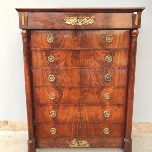 Settimanale Impero in Mogano dell'800 con Bronzi Originali