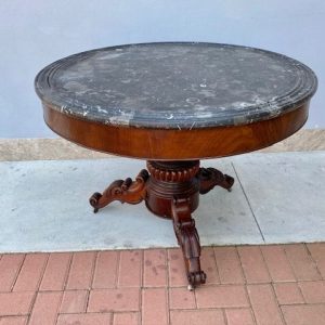 Tavolino Gueridon Carlo X – Epoca '800 in Mogano e Marmo
