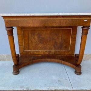 Consolle Impero - Epoca '800 in Noce e Marmo Bianco