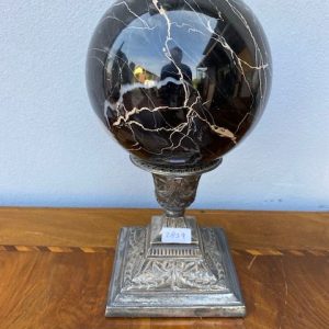 Sfera da Tavolo in Marmo Portovenere - Anni '50 con Basamento in Silver