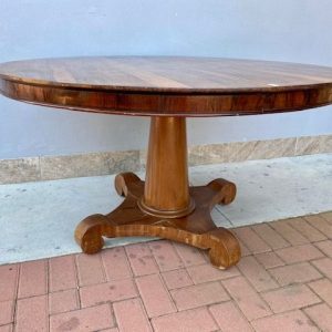 Tavolo Rotondo Impero Allungabile Palissandro Mogano - Epoca II metà '800