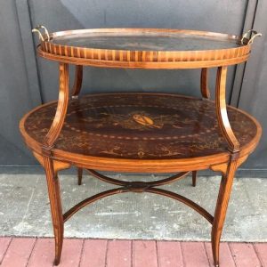 Tavolino in Legno Lastronato Intarsiato - Epoca fine '800
