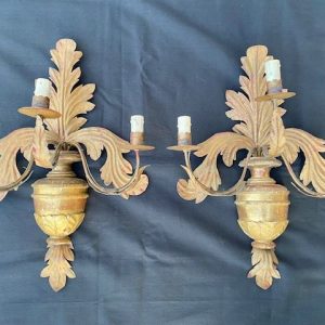 Coppia di Applique in Legno Intagliato - II metà '800 Dorato