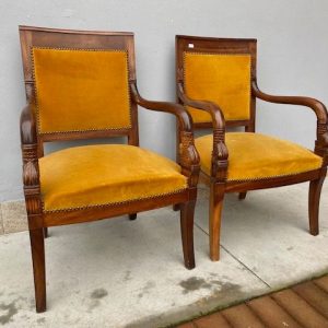 Coppia di Poltrone Impero in Mogano - Epoca '800