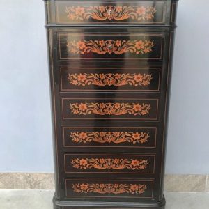 Secretaire Carlo X Olandese con Intarsi Floreali in Bosso