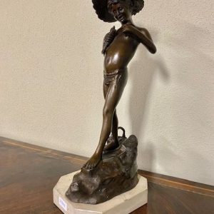 Statuina in Bronzo 'Pescatorello' - Epoca '900, Finiture di Pregio