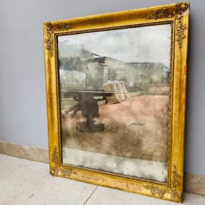 Specchiera Impero - Epoca '800 in Legno Dorato a Foglia