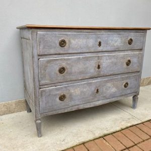 Cassettone Luigi XVI Laccato Grigio Azzurro in Noce - Epoca '700