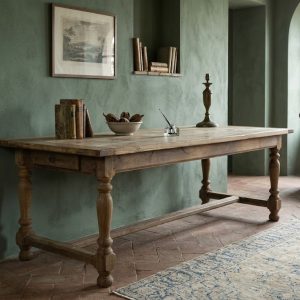 Grande Tavolo Rustico in Rovere con 2 Cassetti '800