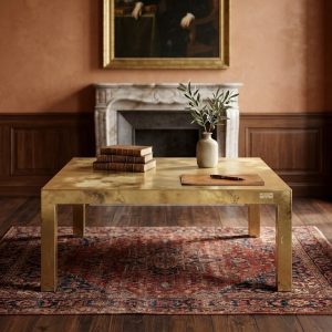 Tavolino basso in ottone Anni '70 da salotto Italia