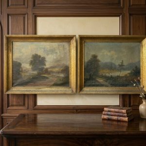 Coppia di dipinti ad olio su tela della II metà '800