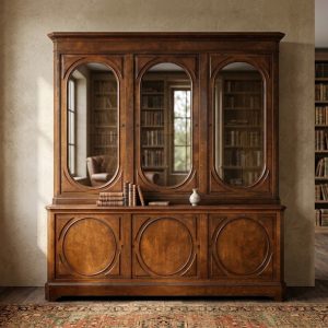Libreria a 3 ante in mogano '800